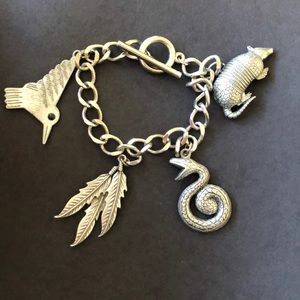 2 for $15🌙Pewter Vintage Charm Bracelet JJ 🐍